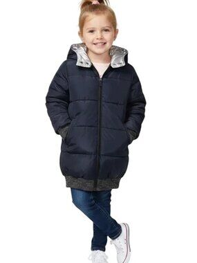 Kensie Girl Kids Navy Blue Outerwear Elongated Bomber Quilted Jacket Size 4 NWT